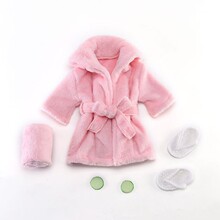 儿童加厚睡袍家居服 新生儿百天法兰绒摄影浴袍 宝宝秋冬家居拖鞋