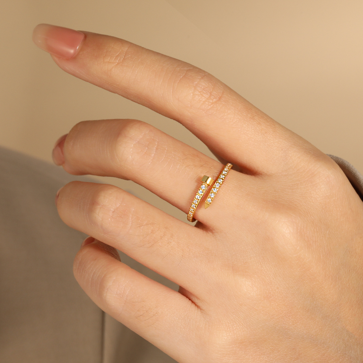 Korean-style high-end fashion temperament cnc micro-inlay personality niche opening ring women's ins wind new titanium ring