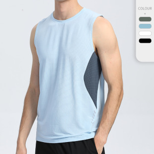 European and American Cross-border Dark Flower Reflective Strip Sports Quick-drying Vest Men's Color-block Printing Multicolor Fitness Sweat-absorbent Sleeveless Short Sleeve
