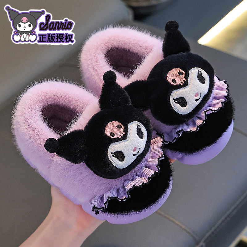 Sanliou otoño y invierno zapatillas de algodón para niños niñas cálidas más pelusa padres-hijos bolsas de tacones de algodón para bebés Kulomi