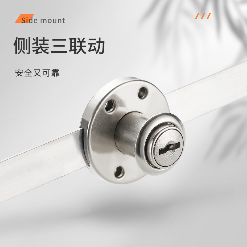 Cerradura del gabinete del escritorio cerradura de la puerta del gabinete del archivo del hogar muebles alargados armario mesita de noche tres enclavamiento cerradura del cajón