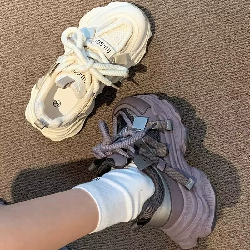 Взрывная обувь папы женские модели Rin Ride весной 2025 новая толстая подошва увеличивается, дикие толстые подошвы повседневная спортивная обувь