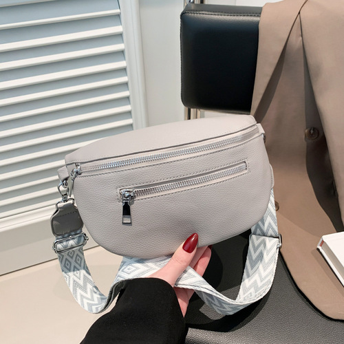 Shoulder bag PU solid color soft leather texture crossbody bag simple casual versatile commuting large capacity bag for women