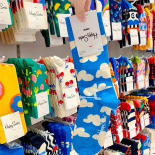 Happy Socks Swedish fashion brand women's cute Japanese cartoon Socks ins All-match outer-wear online red tube Socks