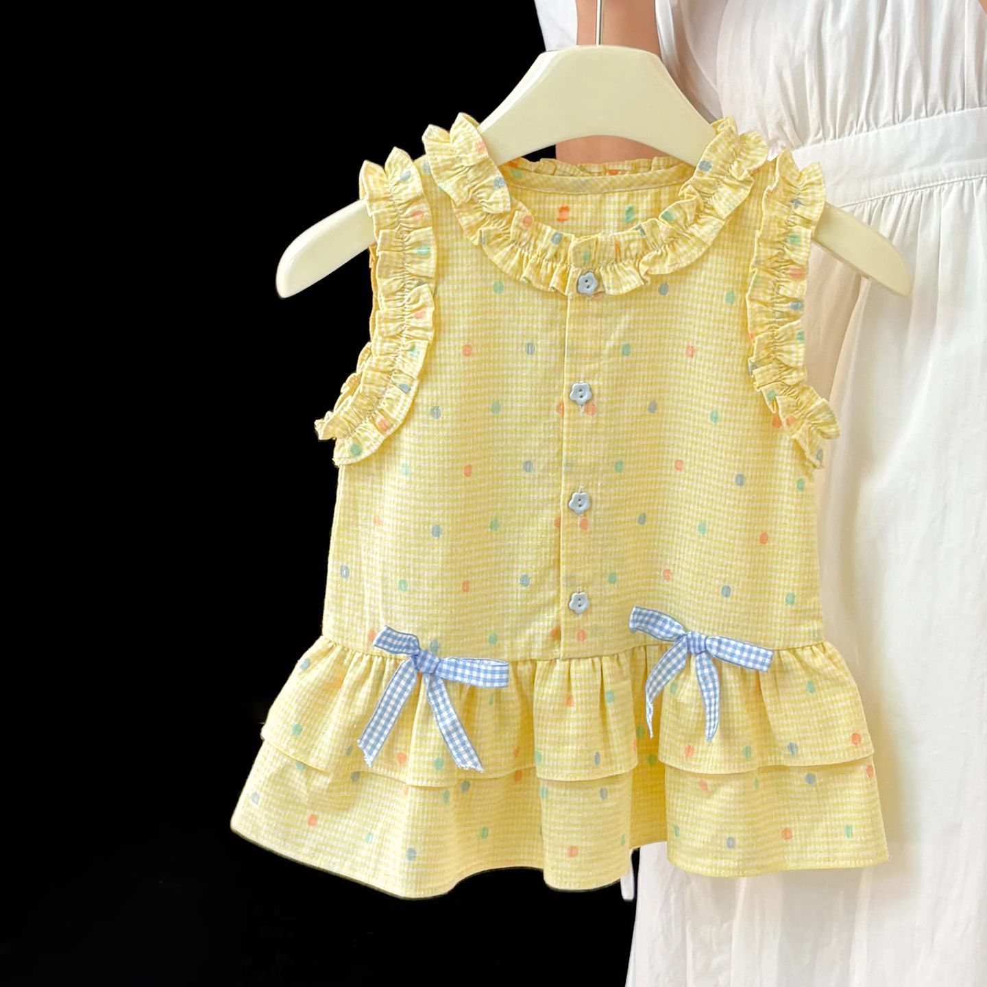 Summer Kidsren's Dress New Style 2025 Sweet Girl Skirt Baby Popular Princess Butterfly Vest Dress