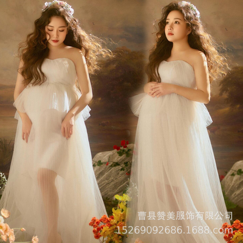 New Maternity Photography Outfit for Photo Studios: French-Style Elegant Dress for Atmospheric Photoshoots, Maternity Gown New Maternity Photography Outfit for Photo Studios: French-Style Elegant Dress for Atmospheric Photoshoots, Maternity Gown