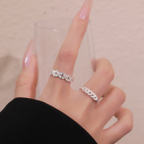 925 Pure Silver Copper Coin Ring with a Finger Opening, Women's Unique Design, Lightweight Luxury, Wealth-Bringing Five Emperors Coin Ring