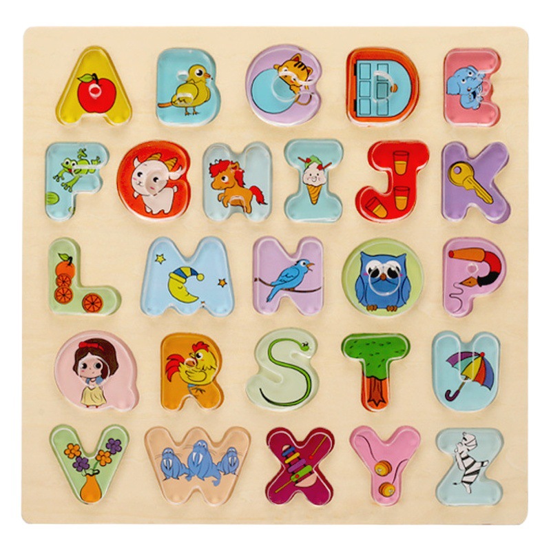 Carta DE LOS NIÑOS juguetes cognitivos acrílico transparente rompecabezas de tablero de mano de 2-3 años de edad y medio bebé rompecabezas de la educación temprana