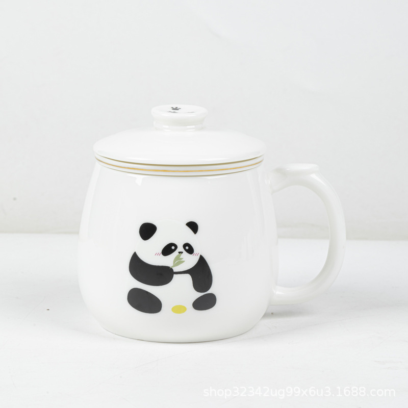 熊猫文创陶瓷泡茶杯创意马克杯办公室水杯中秋节日送客户伴手礼品|undefined