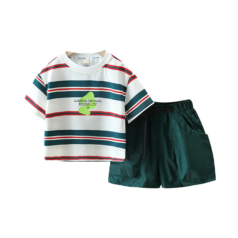 7812 traje de verano para niños 2025 nuevo estilo estilo occidental bebé verano ropa de manga corta niños niños guapos ropa para niños