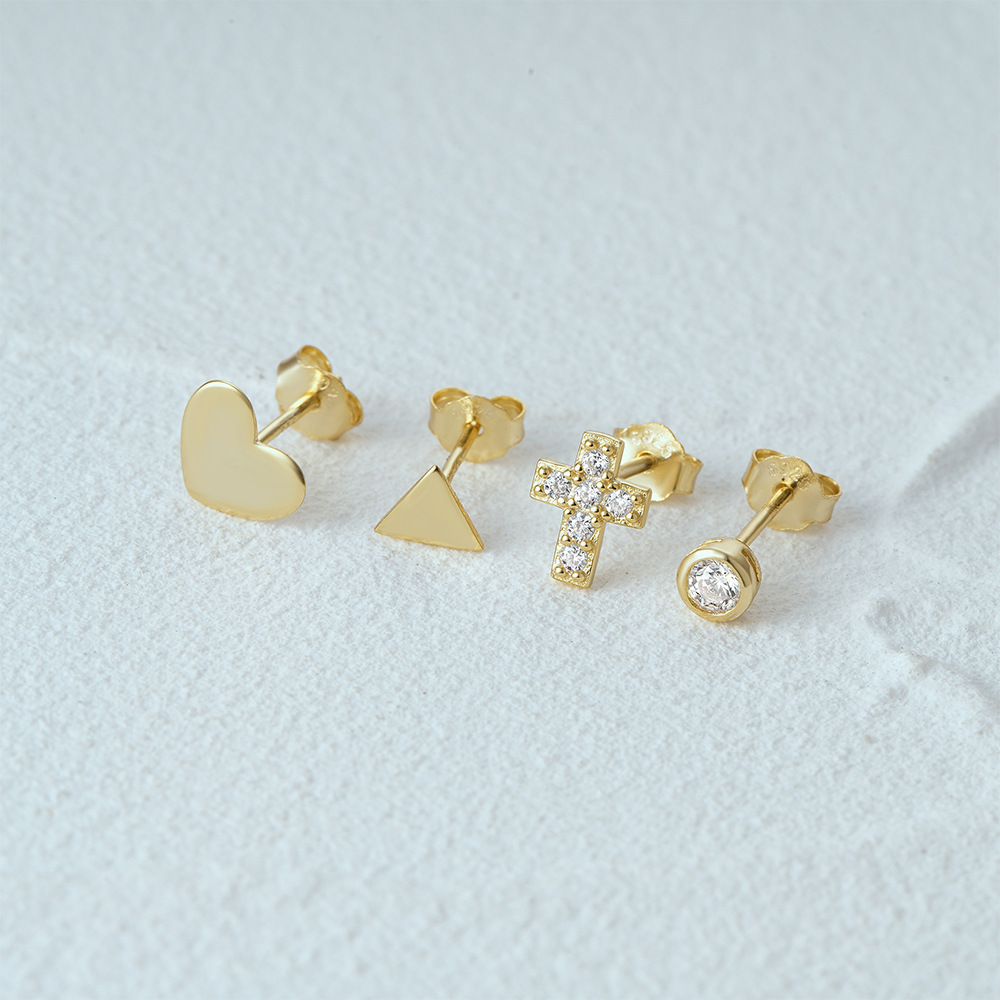 3g Weight Ear Studs Classification 1 Set Quantity Daily Occasion 925 Sterling Silver Material Star, Butterfly Pattern Women's Gender Plating Design Simple Style Style 1 Set 925 Sterling Silver Star Butterfly Ear Studs 62