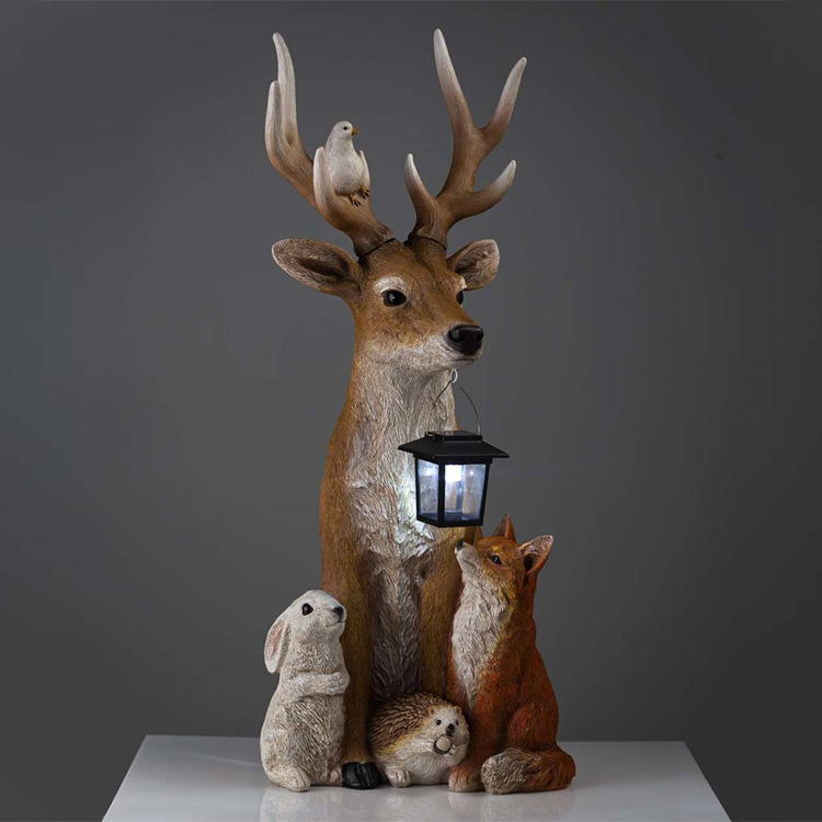 New Snow Deer and Rabbit Resin Light Fox Home Decorations Courtyard Decoration_voghion.com