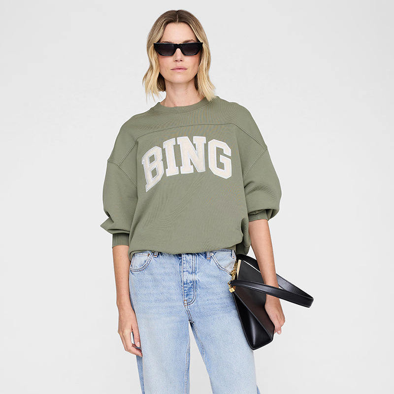 26 Spring New Style North American Niche Patch Embroidery Bing Embroidered Fleece Round Neck Fleece-Lined Cotton Women's Sweatshirt 26 Spring New Style North American Niche Patch Embroidery Bing Embroidered Fleece Round Neck Fleece-Lined Cotton Women's Sweatshirt