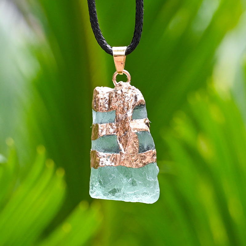 Natural Crystal Fluorite Element Irregular Pendant Green Fluorite Yoga Hanging DIY Necklace Bracelet Accessories Foreign Trade