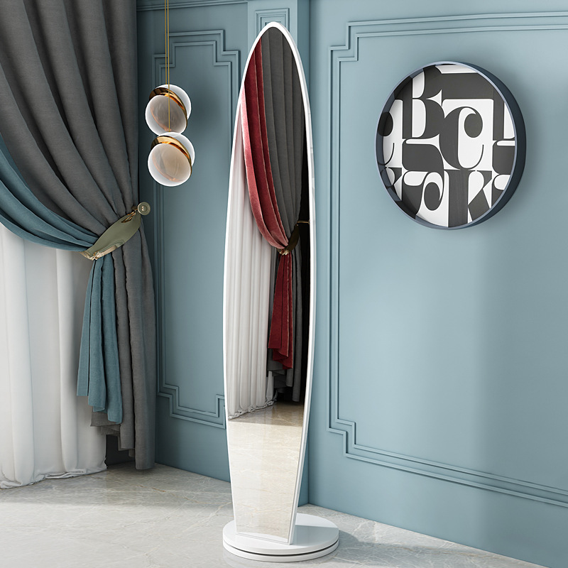 Espejo de cuerpo entero, espejo de piso para vestir, espejo de probador de dormitorio doméstico para niñas, espejo grande tridimensional móvil giratorio de viento