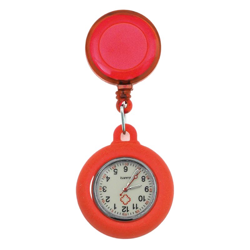 Reloj de bolsillo médico fácil de tirar hebilla reloj de pecho de superficie de color de silicona al por mayor Reloj de enfermera retráctil luminoso reloj de examen de estudiante femenino reloj colgante