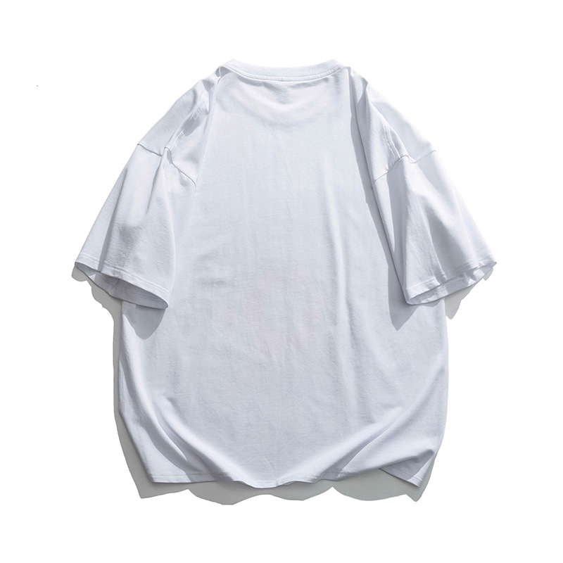 2022年夏季新款男士短袖t恤全棉青少年时尚宽松纯色圆领T恤男薄款