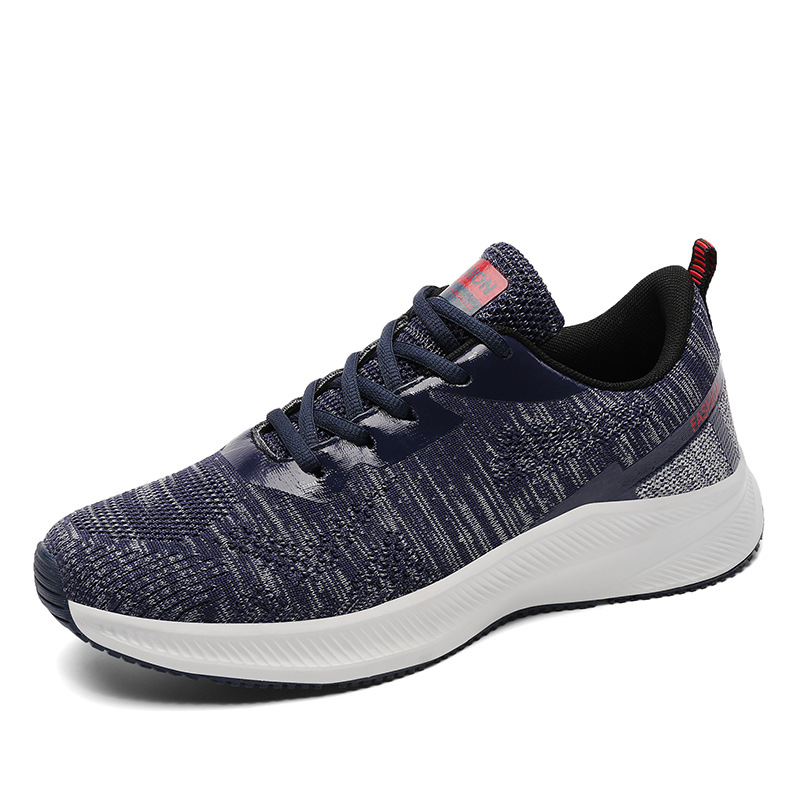 越行狼秋冬新款男鞋跨境大码飞织透气运动风休闲鞋男青少年厚底