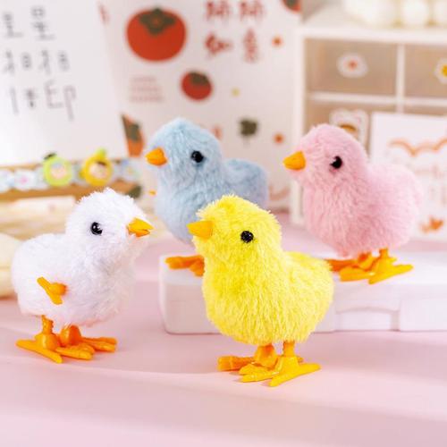 Fuzzy little chicken without wings, jumping chicken with chain toy, plush spring chicken, 1 yuan street stall toy wholesale