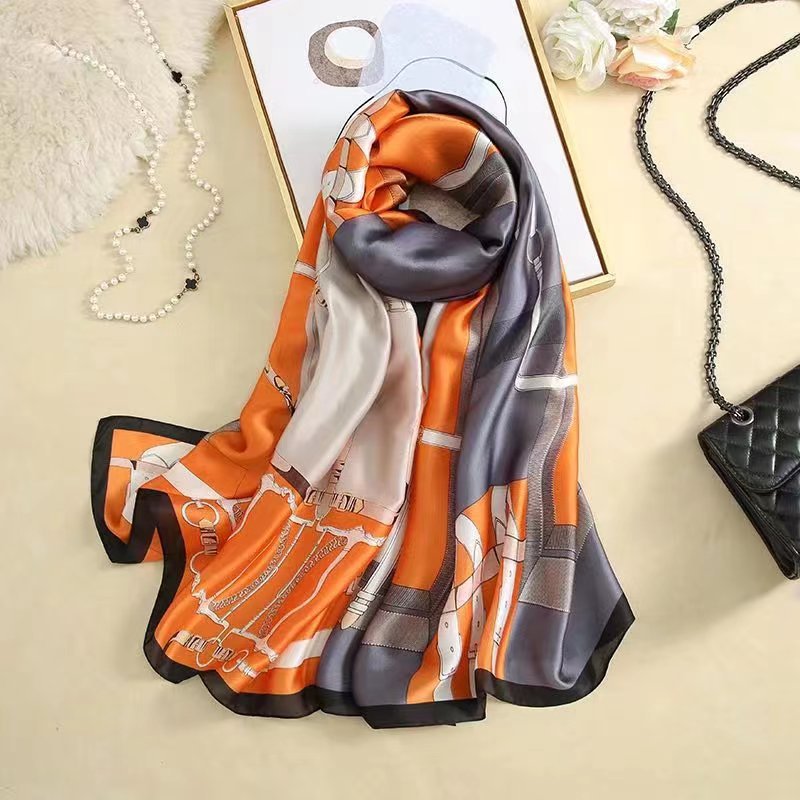 Women's Classic Style Flower Satin Printing Scarf display picture 3