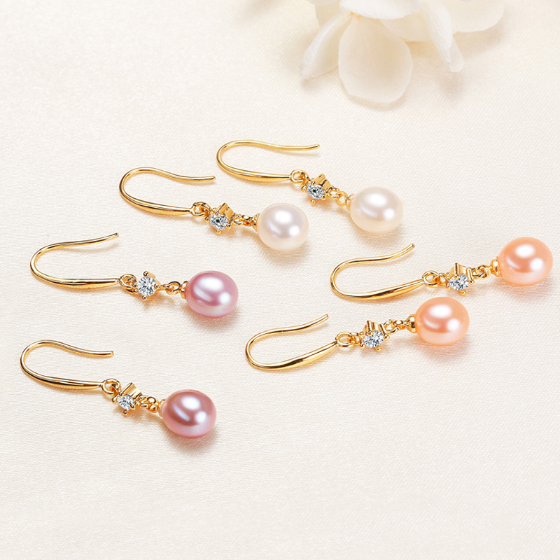 Jewelry wholesale stall supply rice-shaped pearl earrings, Zhuji earring hook trendy live stream freshwater pearl jewelry