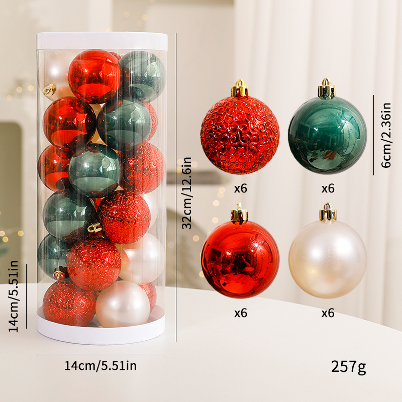 Decoraciones de Navidad Bolas de Navidad rojo, blanco y verde manchas Bolas de Navidad colgantes de árboles de Navidad dibujadas a mano Bolas de Navidad plásticas