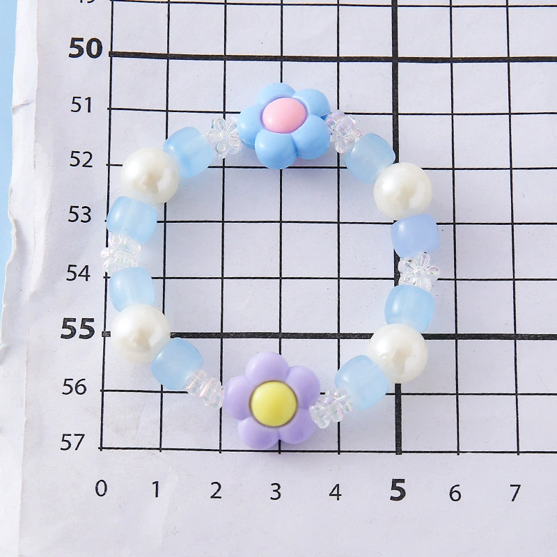 Beaded bracelet, cute accessory from pearl, flowered, wholesale
