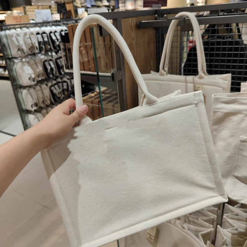 Muji Canvas Tote Bag Hand-Painted Shopping DIY Plain Color Shopping Bag Muji Canvas Tote Bag Hand-Painted Shopping DIY Plain Color Shopping Bag