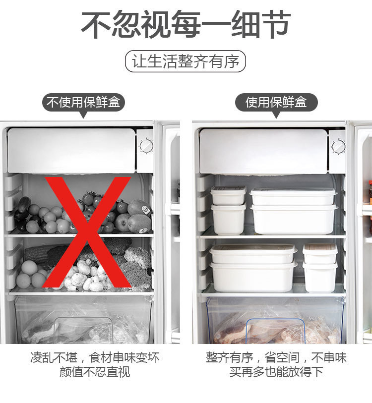 塑料冰箱水果保鲜盒可微波炉便当盒长方形小饭盒多规格食品收纳盒详情4