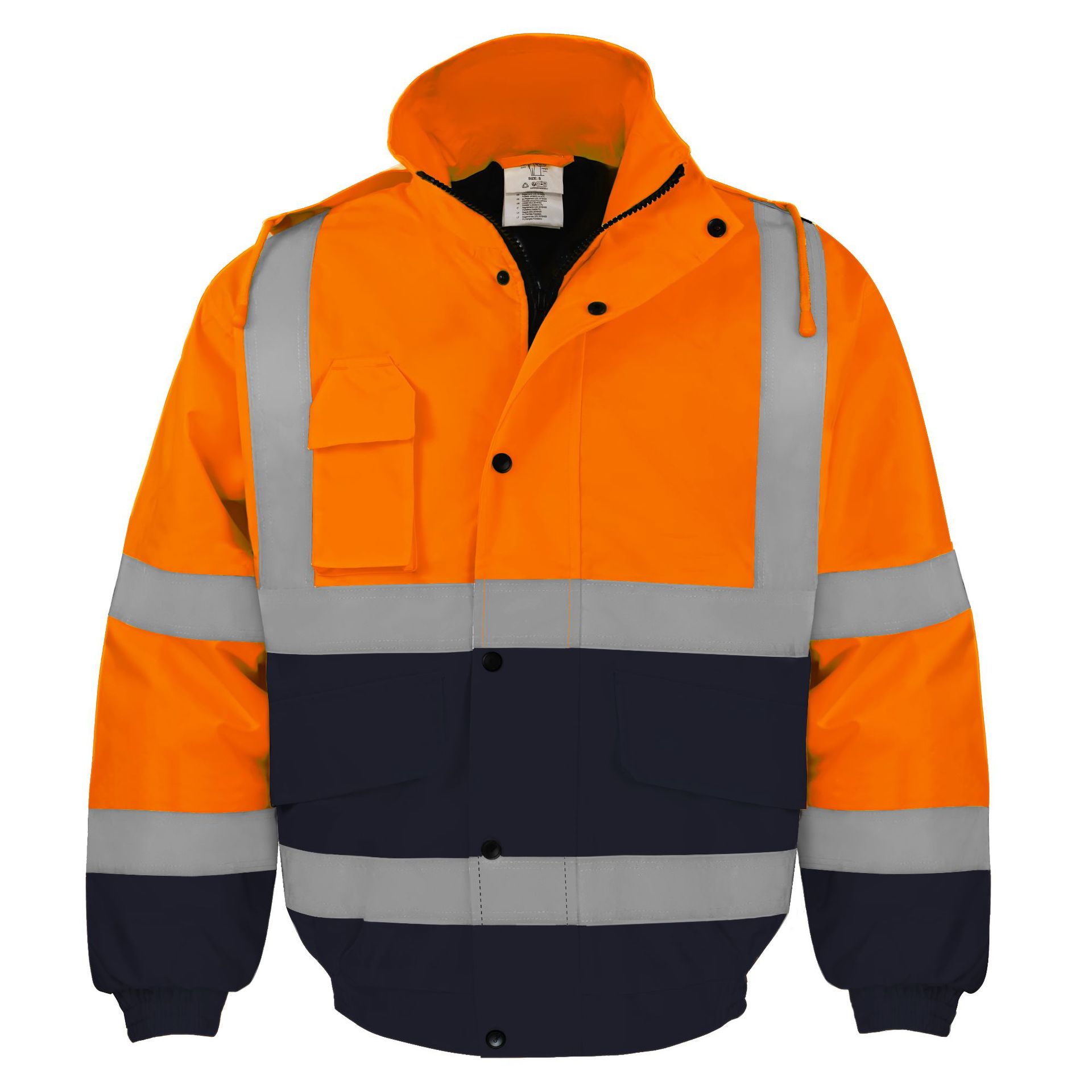 Chaqueta reflectante de invierno con forro de algodón | Impermeable, multibolsillo, 300D Oxford | Alta visibilidad