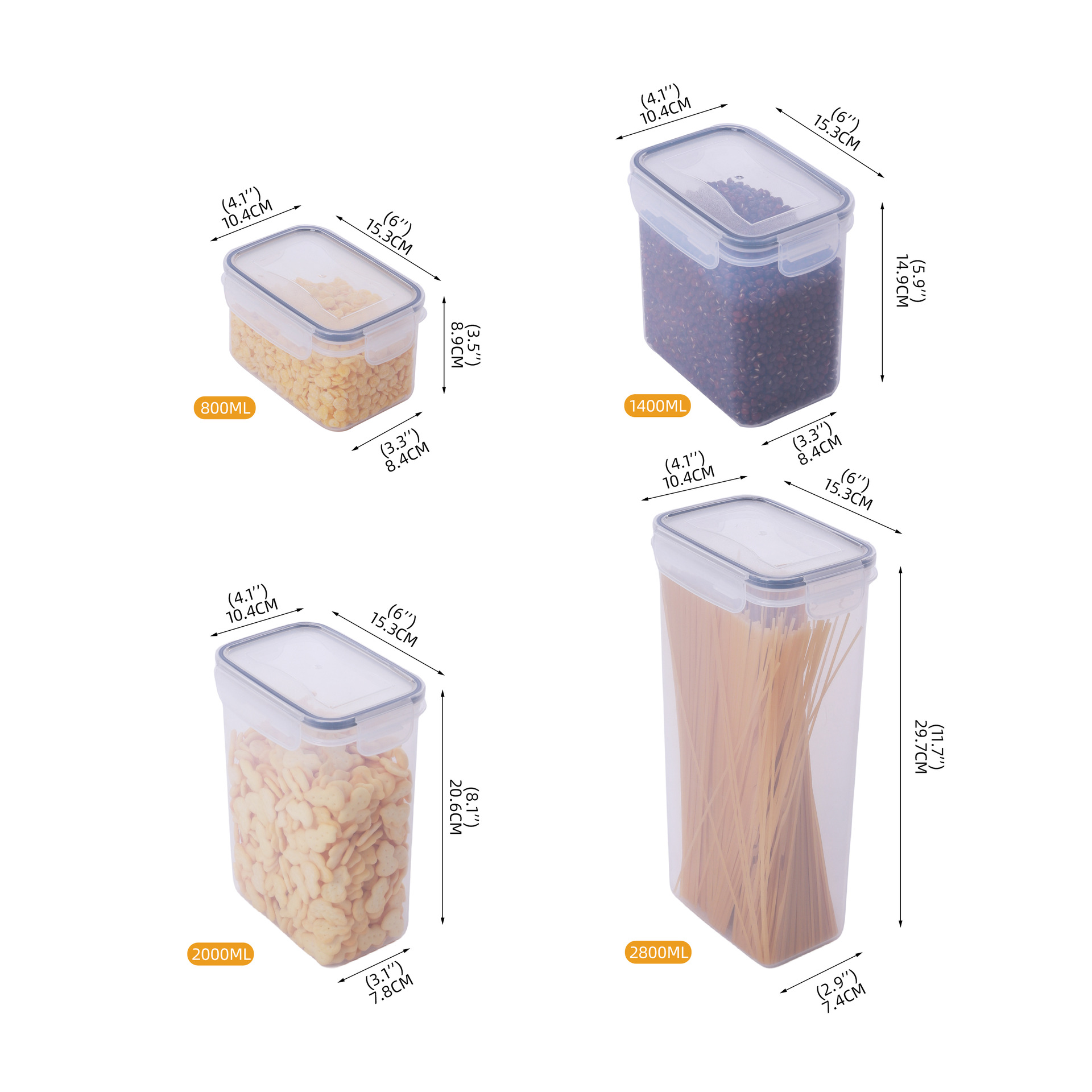 24-Piece Premium Stackable Food Storage Containers Set – BPA-Free PP Plastic Airtight Canisters With Locking Lids (Clear Modern Kitchen Organizers)_voghion.com