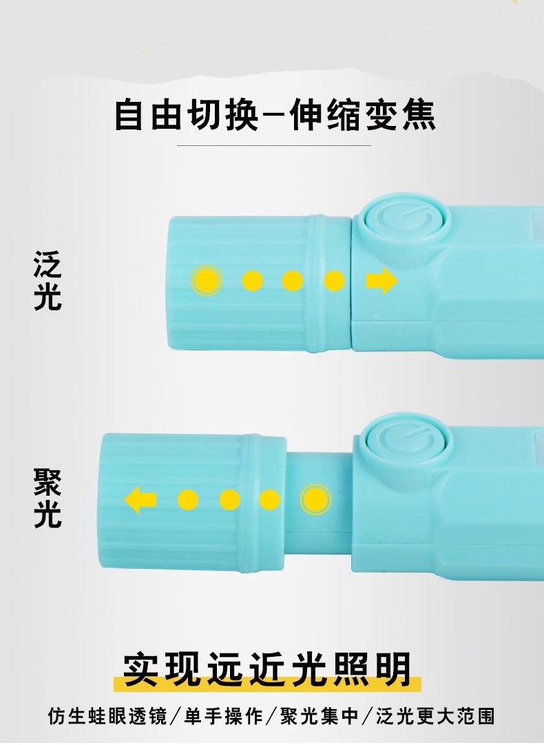 Rainlight Led Mini Compact Portable Lithium Battery Flashlight for Students and the Elderly Portable Lighting with Emergency Side Light