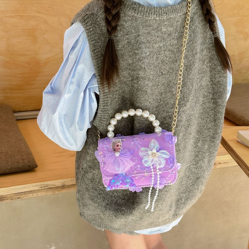 Bolso de Mano Infantil con Perlas, Nuevo Estilo, Bolso Cruzado para Niñas, Estilo Chanel, Accesorio de Princesa, Bolso de Peluche