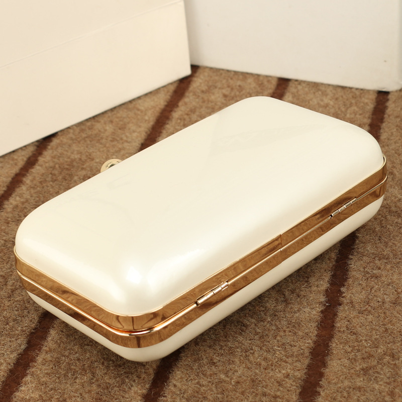 2024 New Arrival Evening Gown Clutch Bag Metal Pearlescent Glossy Handbag For Women Chain Box Mini Bag - Thumbnail 4