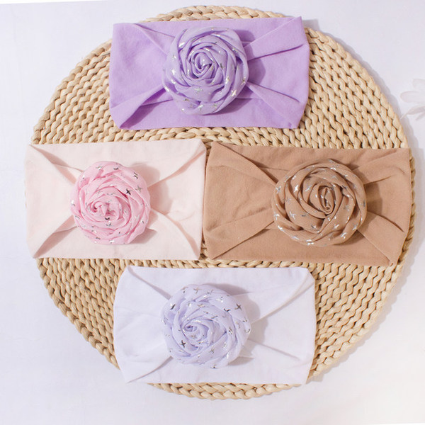 Cute children's solid color elastic nylon headband