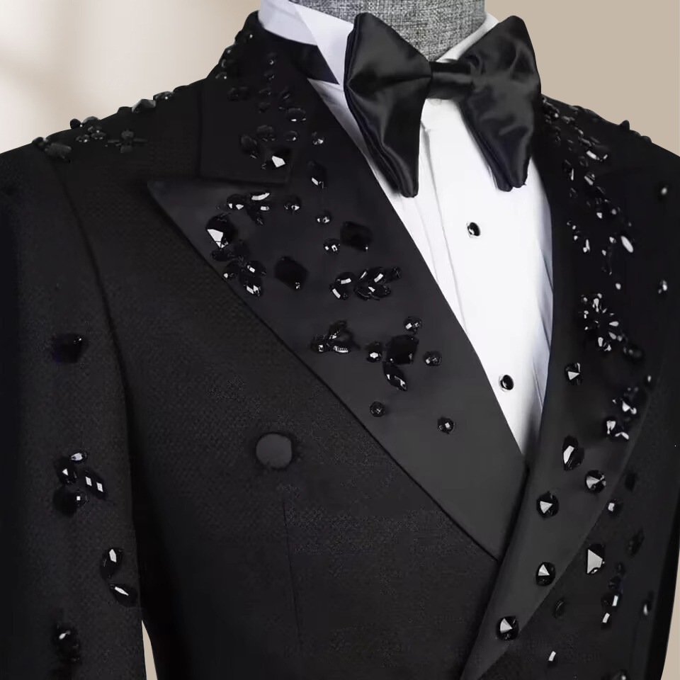 Luxury Slim Fit Men's Suit Set Style Performance Costume Stage Hosting Light Weight 25 Year New_voghion.com