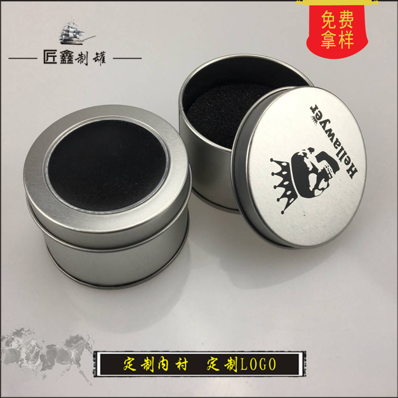 开窗圆形马口铁罐 徽章小饰品收纳包装铁盒 耳坠盒 蜡烛铁盒