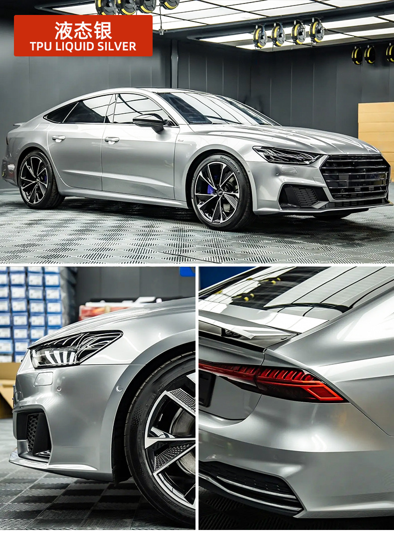 Cross-Border Wholesale Tpu Liquid Silver Car Body Paint Protection Film Roll Material Self-Healing Color-Changing Film Ppf Moisture-Resistant and Scratch-Resistant