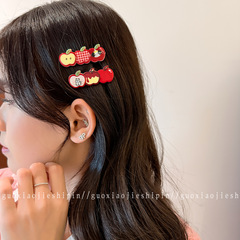 新しいかわいいアニメのリンゴのヘアピン秋冬の少女の心のカモの口は髪を砕きます。
