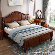 美式全实木床双人大床 主卧现代简约轻奢中式白色公主收纳1.8婚床