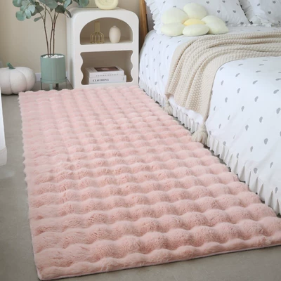 Table Blanket Carpet Bay Window – Car Carpet - pink-upgraded-rabbit-fur-bubble-velvet-50160cm