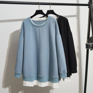 2021 autumn new fat mm plus fat plus fake two extra-large size sweater sweater S5078