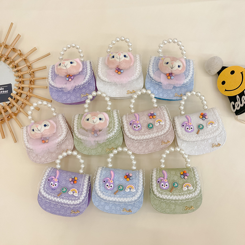 Bolso DE LOS NIÑOS bolsa de mensajero de las niñas moda perla bolso de moda accesorios de dibujos animados bolsa estilo Chanel monedero bolso