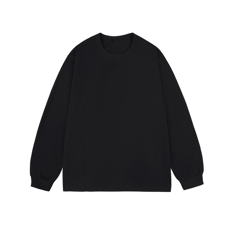 Camiseta básica blanca de manga larga 260 g, algodón grueso para hombre, estilo suelto americano
