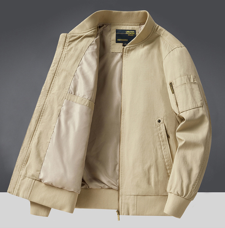 Men's Clothing 2024 new pure cotton pilot jacket men's spring and autumn loose large size men's baseball uniform workwear jacket thin_voghion.com