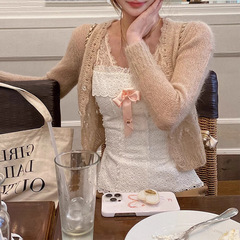美貌野心家シルク馬海糸鉤花ニットカーディガン女性春空調シャツ優しい甘いコート