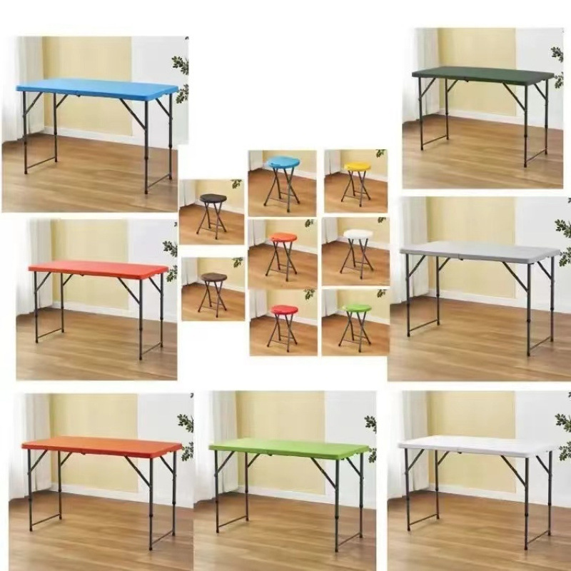 Mesa plegable para hacer un picnic al aire libre de altura, plástico simple para el hogar, mesa de estudio portátil simple, mesa de almacenamiento moderna y silla