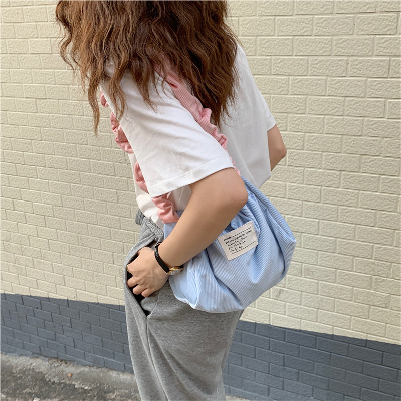 19212 corduroy retro underarm bag, sweet and youthful girl's single-shoulder bag with contrasting colors, cute student square bag undefined