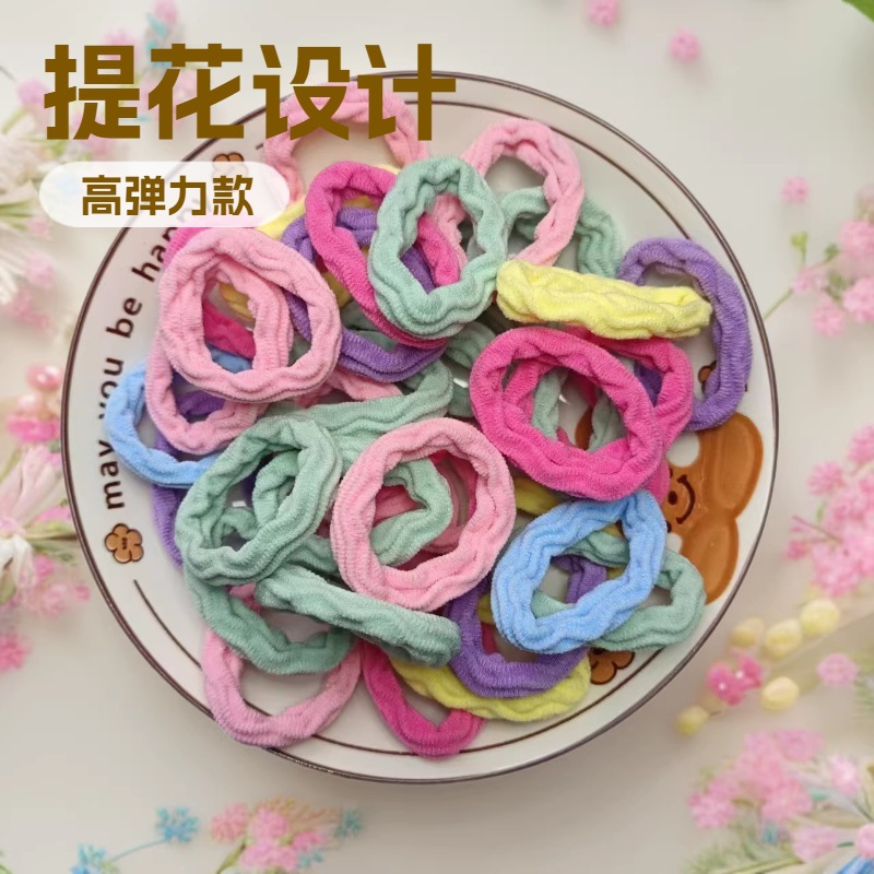 经典爆款 超实惠10色粗款发圈 高弹力无接缝提花毛巾圈皮筋批发