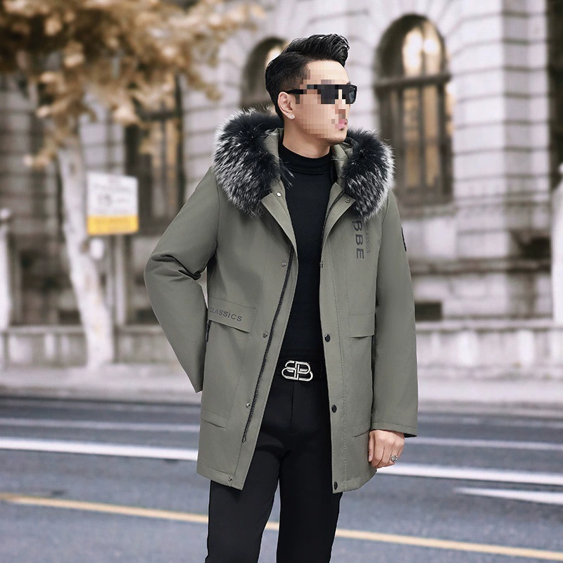 [派克服男款冬季2025新款水貂内胆皮毛一体加厚中款獭兔毛皮草批发]
